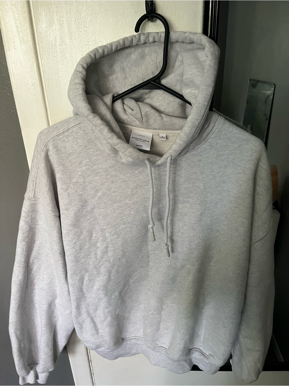 Aritzia Cozy Sweatfleece Mega Fit Hoodie Heather Cloud White Size Small